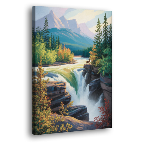 Athabasca Falls Majesty - Canvas Wall Art - Side