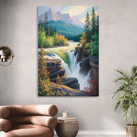Athabasca Falls Majesty Living Room - Canvas Wall Art