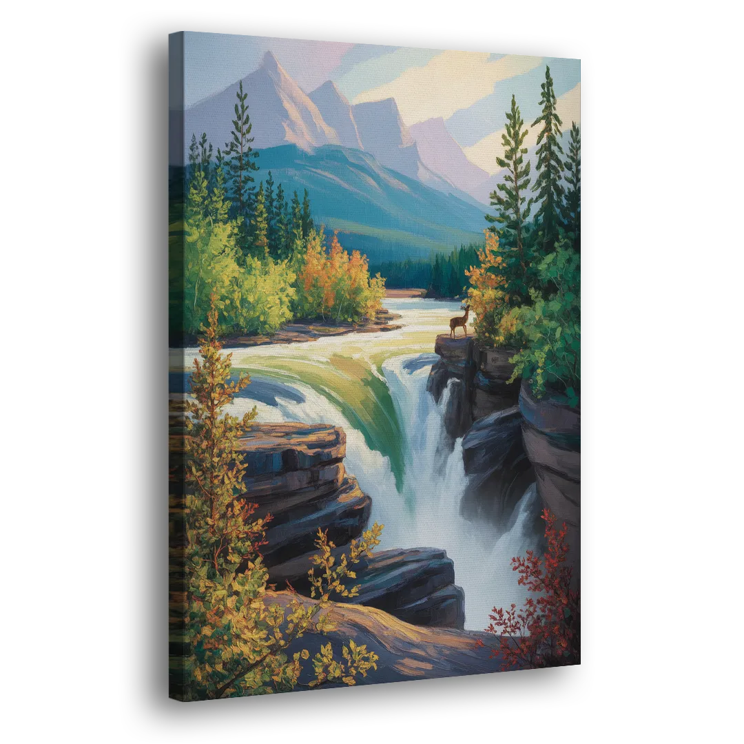 Athabasca Falls Majesty Side - Canvas Wall Art