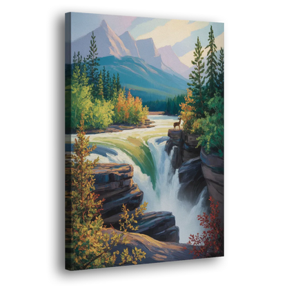 Athabasca Falls Majesty Side - Canvas Wall Art