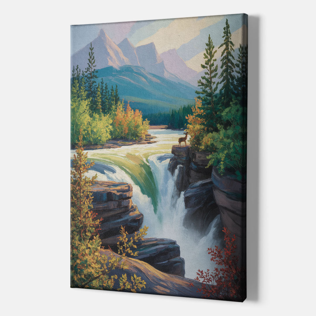 Athabasca Falls Majesty - Canvas Print Art Sides