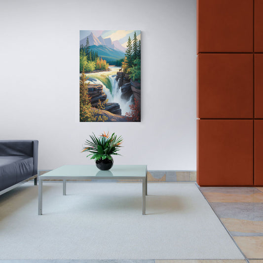 Athabasca Falls Majesty - Canvas Wall Art Living Room