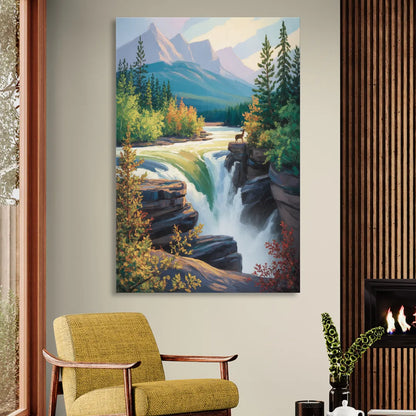 Athabasca Falls Majesty Sitting Room - Canvas Wall Art