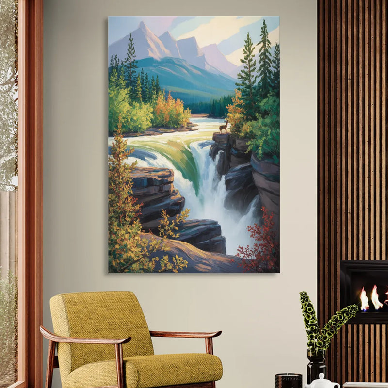 Athabasca Falls Majesty Sitting Room - Canvas Wall Art