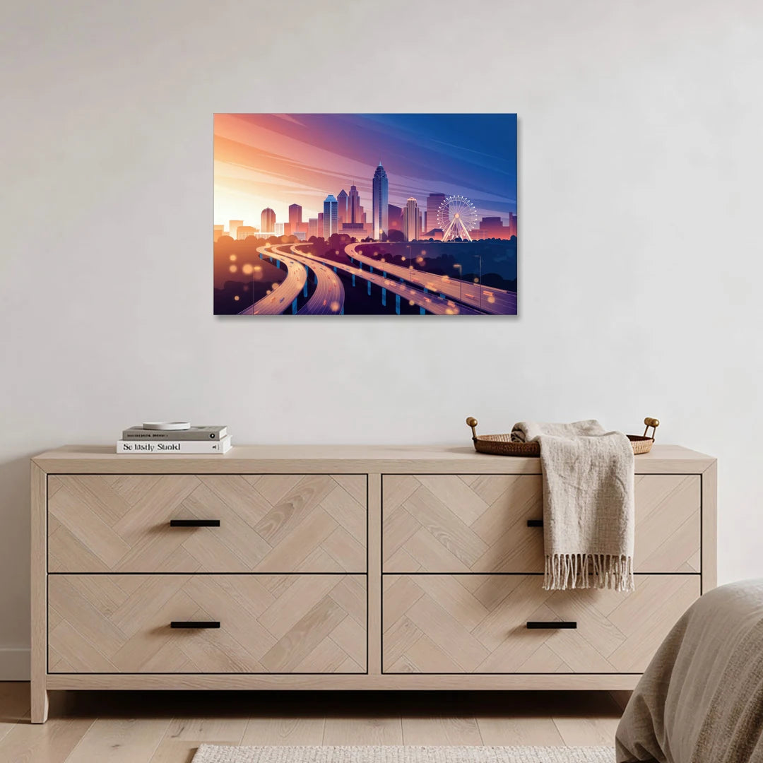 Atlanta Aerial City View - Canvas Wall Art - Coffee Table - 36x24