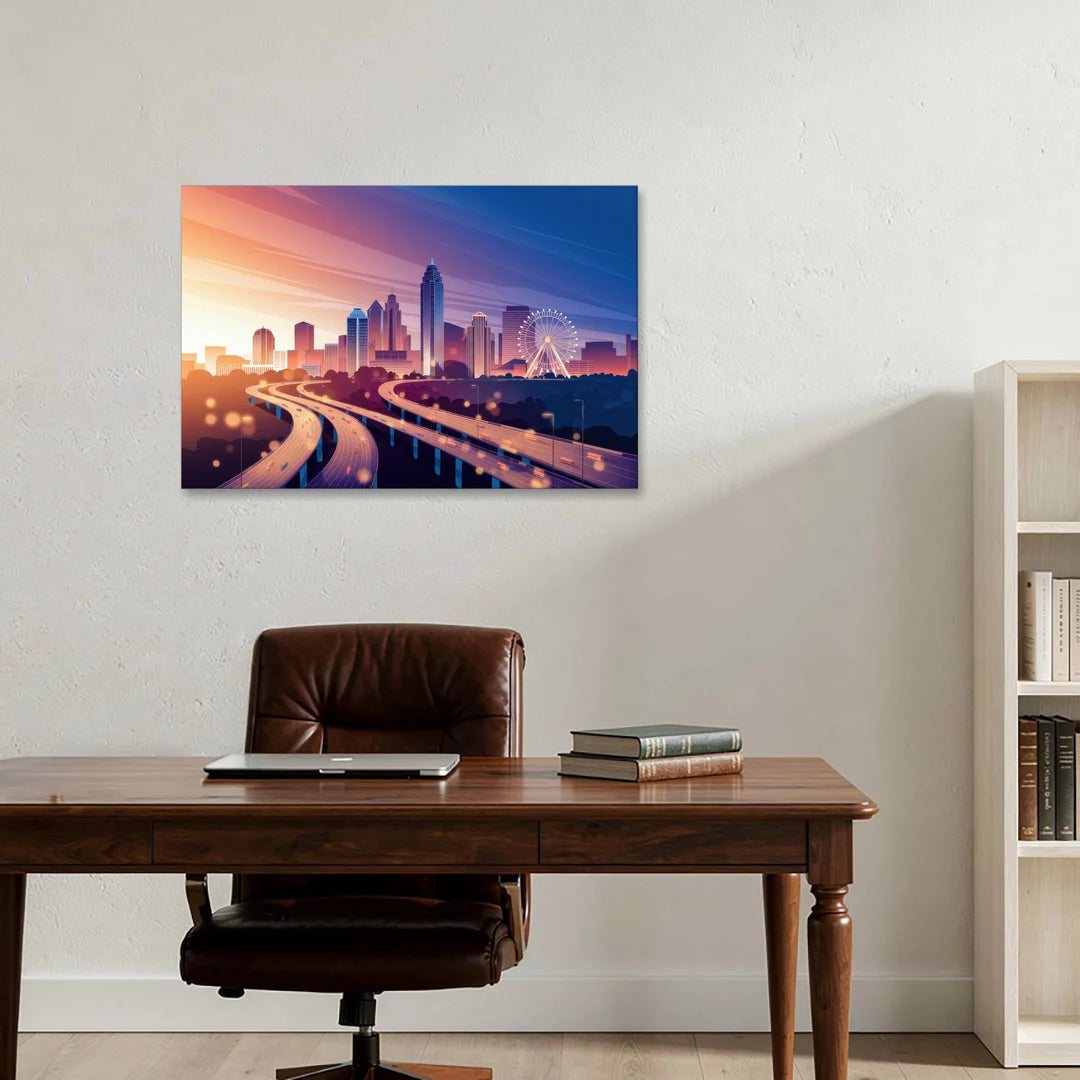 Atlanta Aerial City View - Canvas Wall Art - Office - 36x24