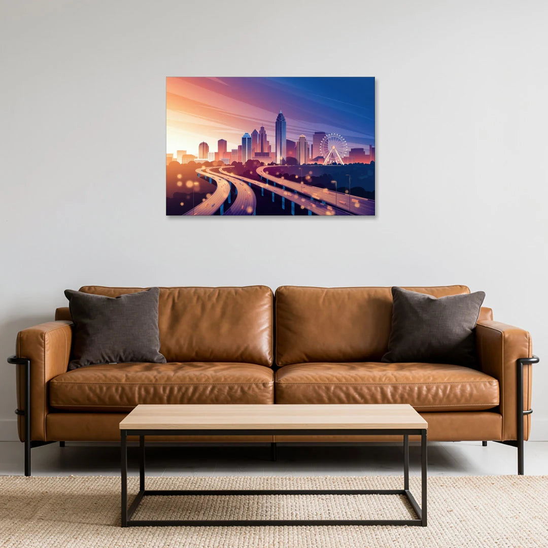 Atlanta Aerial City View - Canvas Wall Art - Sofa - 36x24