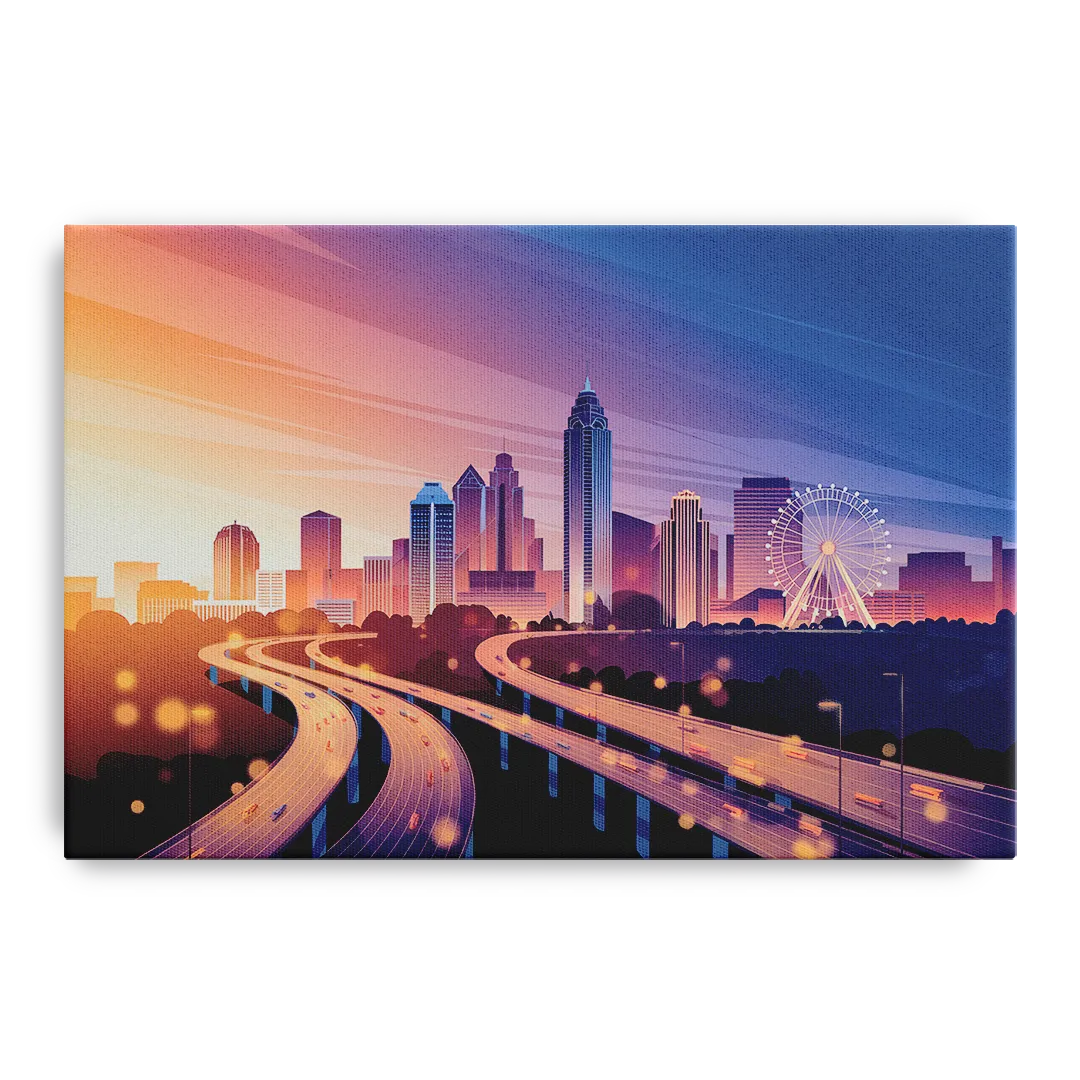 Atlanta Aerial City View Front - Canvas Wall Art