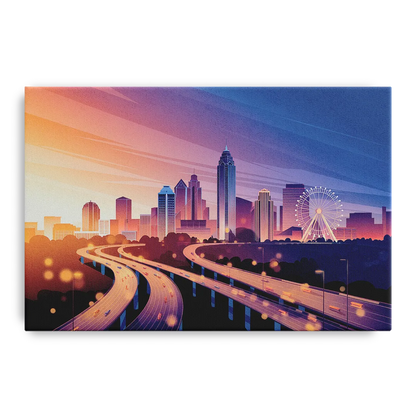 Atlanta Aerial City View Front - Canvas Wall Art
