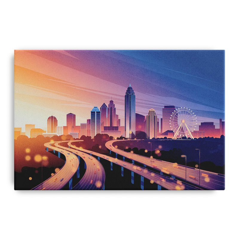 Atlanta Aerial City View Front - Canvas Wall Art