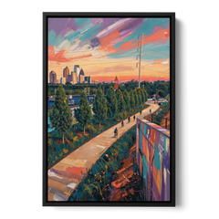 Atlanta Beltline Artwork - Black Framed Canvas Wall Art - Front