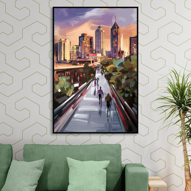 Atlanta Beltline Artwork Living Room - Black Canvas Wall Art