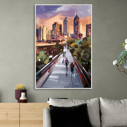 Atlanta Beltline Artwork Living Room - White Canvas Wall Art