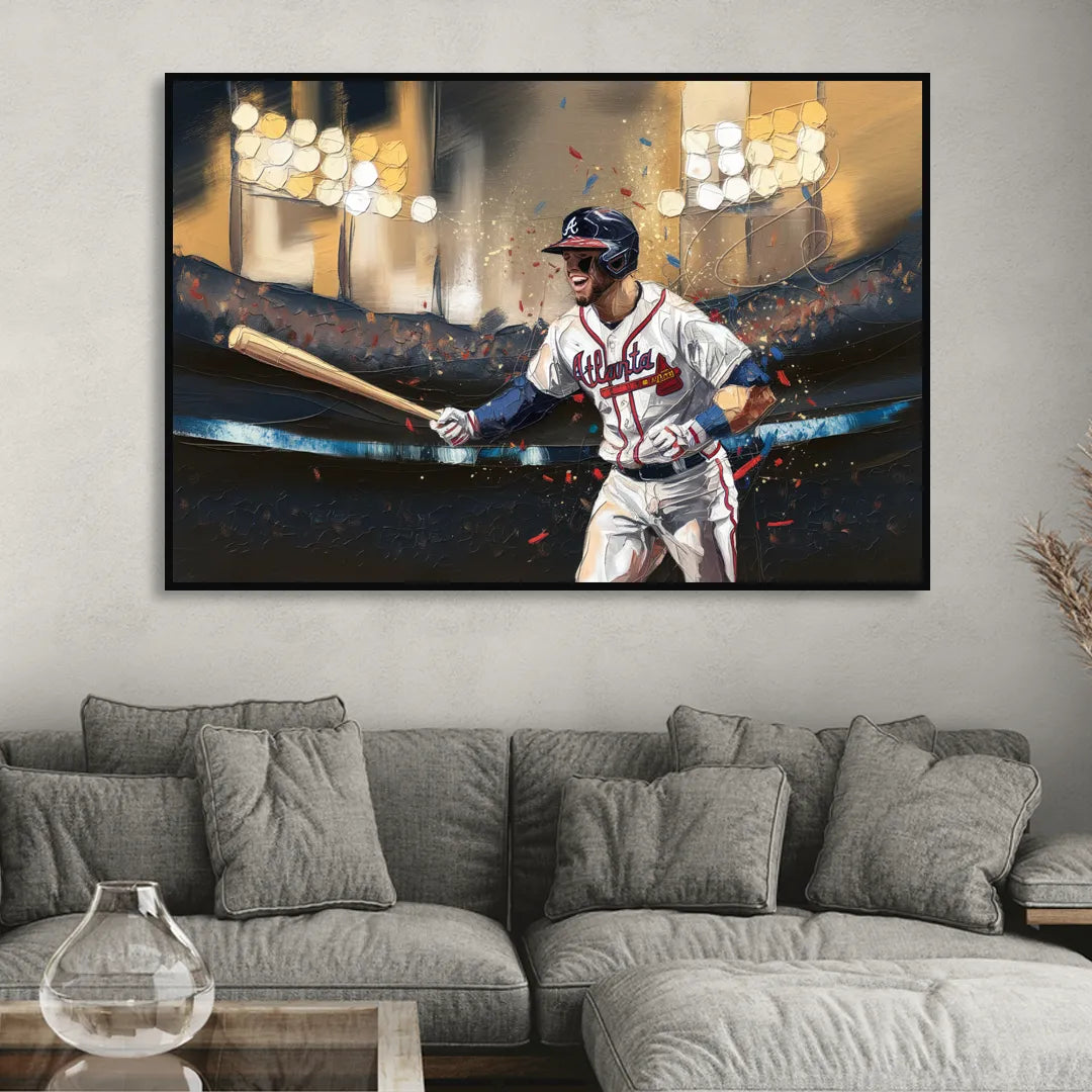 Atlanta Braves World Series Celebration Sitting Room - Black Canvas Wall Art