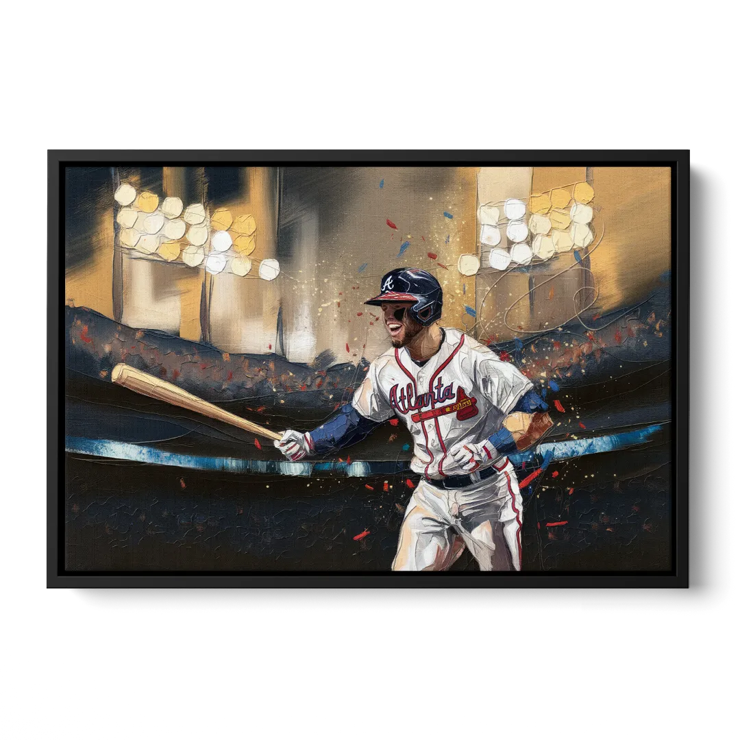 Atlanta Braves World Series Celebration Front - Black Canvas Wall Art