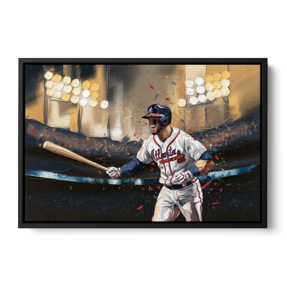 Atlanta Braves World Series Celebration Front - Black Canvas Wall Art