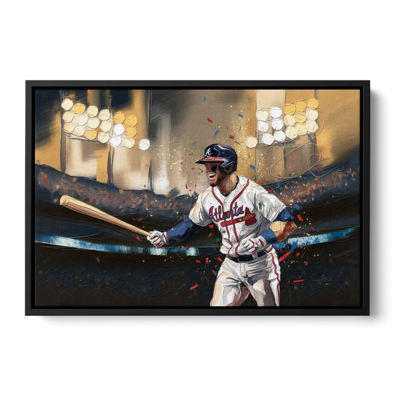 Atlanta Braves World Series Celebration Front - Black Canvas Wall Art