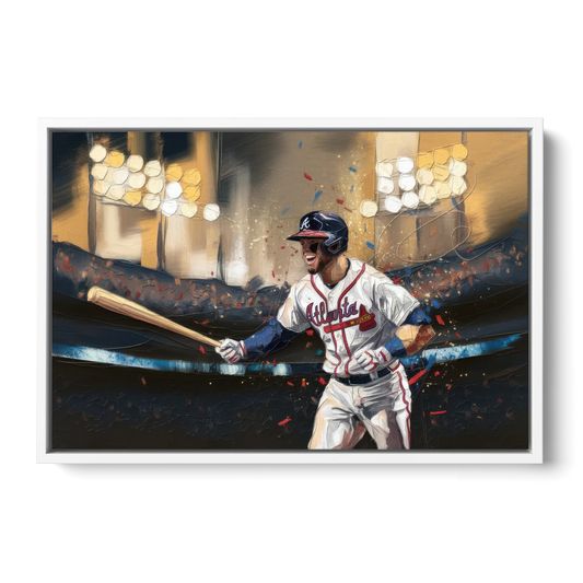 Atlanta Braves World Series Celebration - White Framed Canvas Wall Art - Front