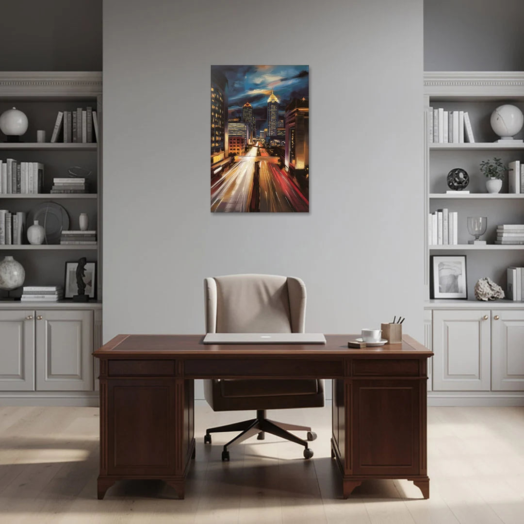 Atlanta Cityscape at Night - Canvas Wall Art - Office - 24x36