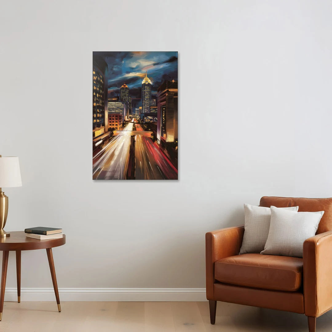 Atlanta Cityscape at Night - Canvas Wall Art - Sofa - 24x36