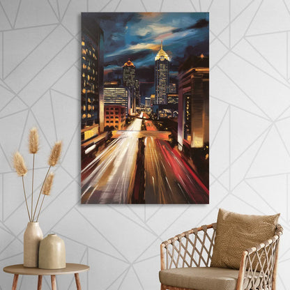 Atlanta Cityscape at Night Living Room - Canvas Wall Art