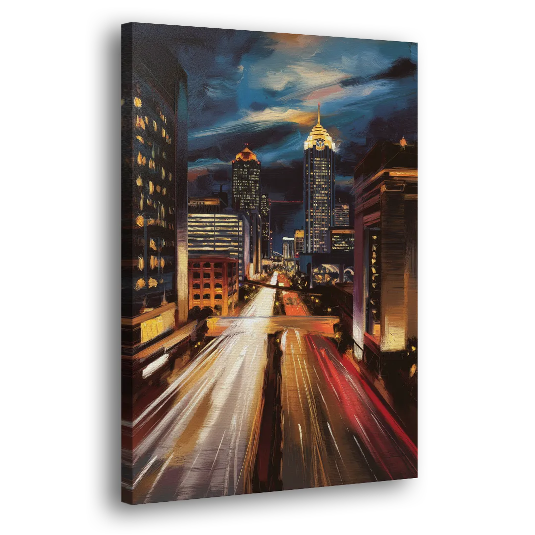Atlanta Cityscape at Night Side - Canvas Wall Art