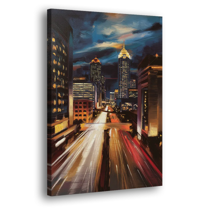 Atlanta Cityscape at Night Side - Canvas Wall Art
