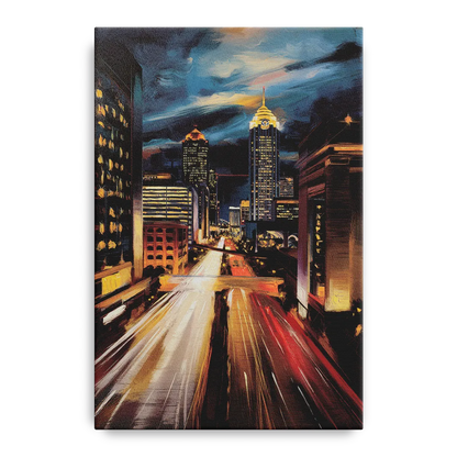Atlanta Cityscape at Night Front - Canvas Wall Art