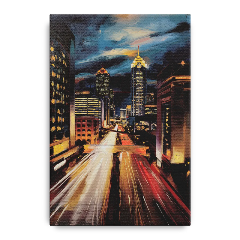 Atlanta Cityscape at Night Front - Canvas Wall Art