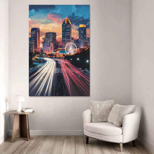 Atlanta Downtown Landmarks - Canvas Wall Art - Sofa - 40x60