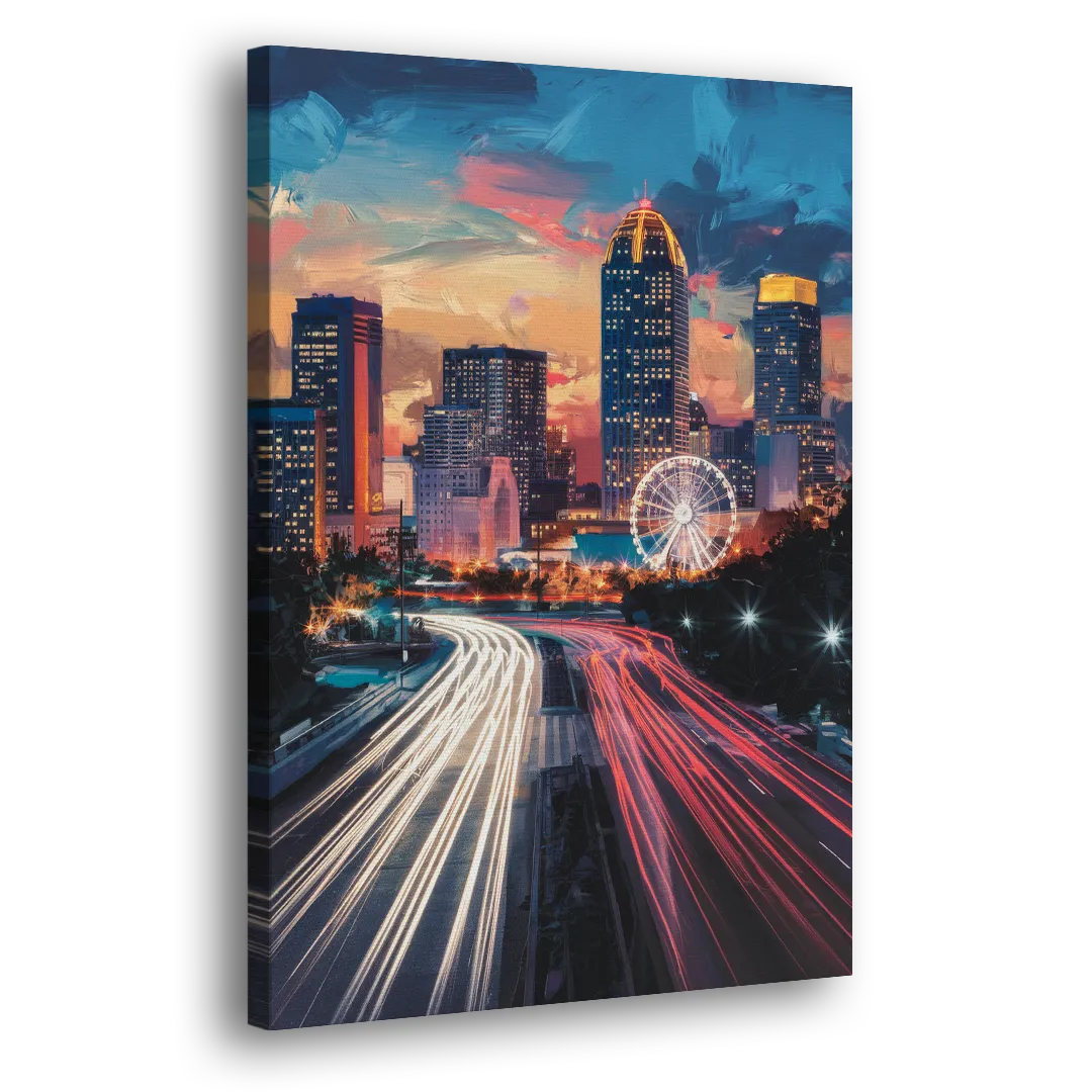 Atlanta Downtown Landmarks Side - Canvas Wall Art