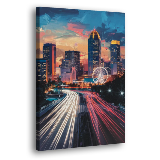 Atlanta Downtown Landmarks Side - Canvas Wall Art