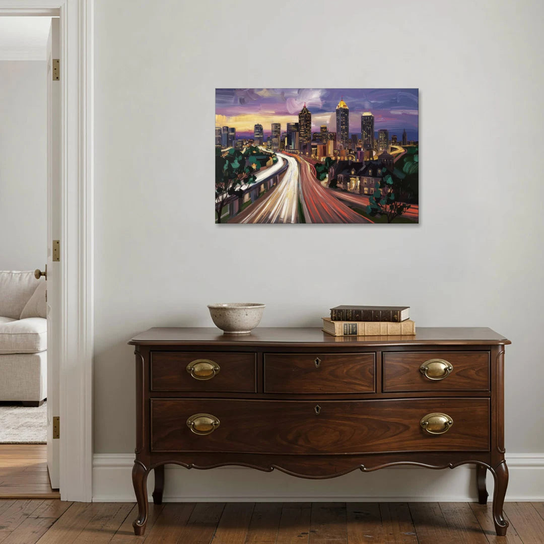 Atlanta Historic Neighborhoods - Canvas Wall Art - Coffee Table - 36x24
