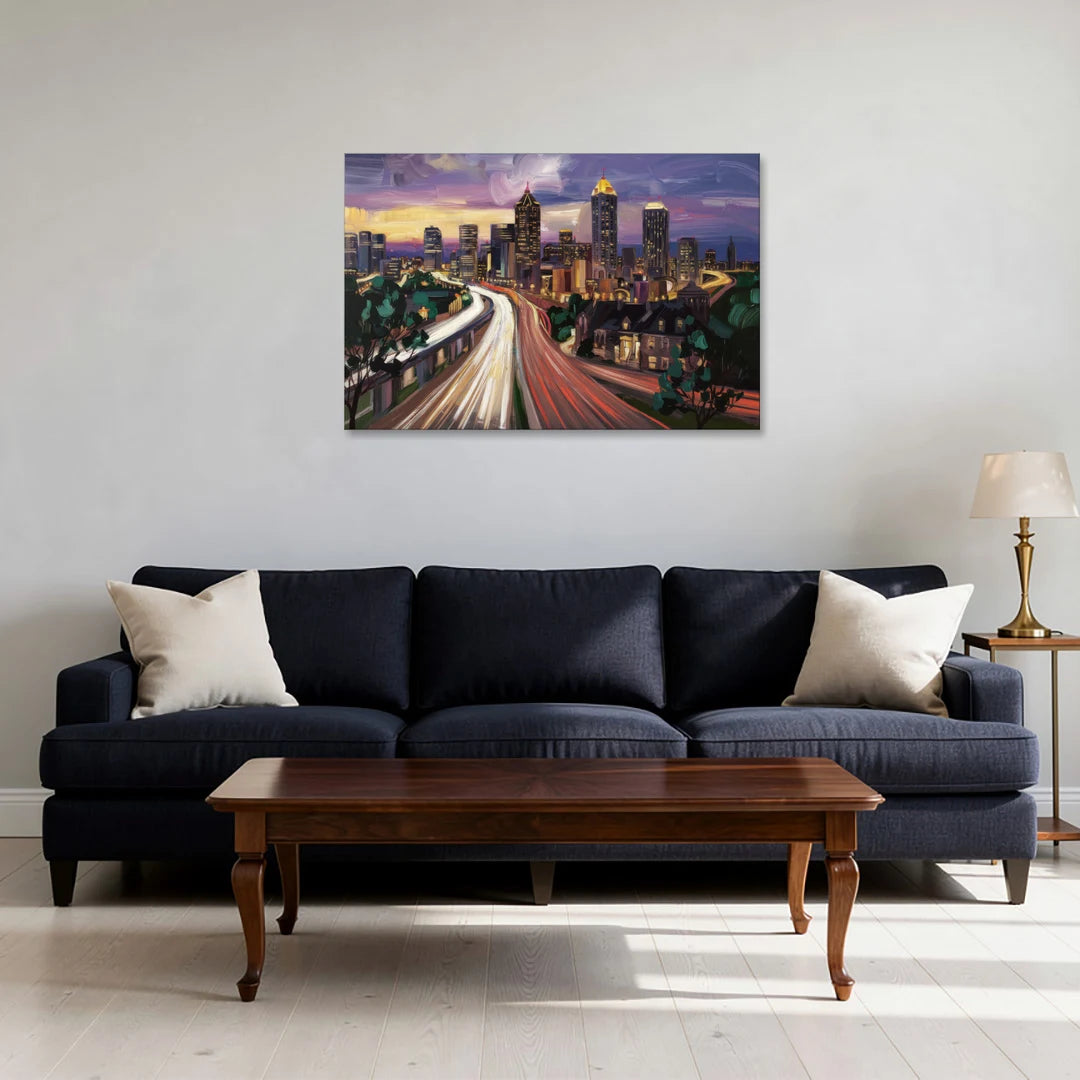 Atlanta Historic Neighborhoods - Canvas Wall Art - Sofa - 36x24