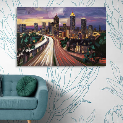 Atlanta Historic Neighborhoods Living Room - Canvas Wall Art