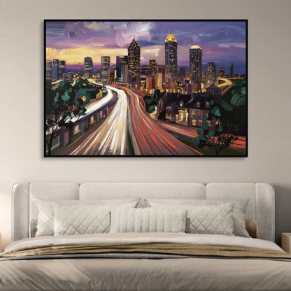 Atlanta Historic Neighborhoods Sitting Room - Black Canvas Wall Art