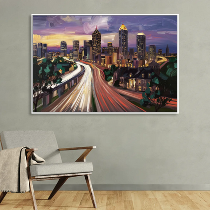 Atlanta Historic Neighborhoods Sitting Room - White Canvas Wall Art