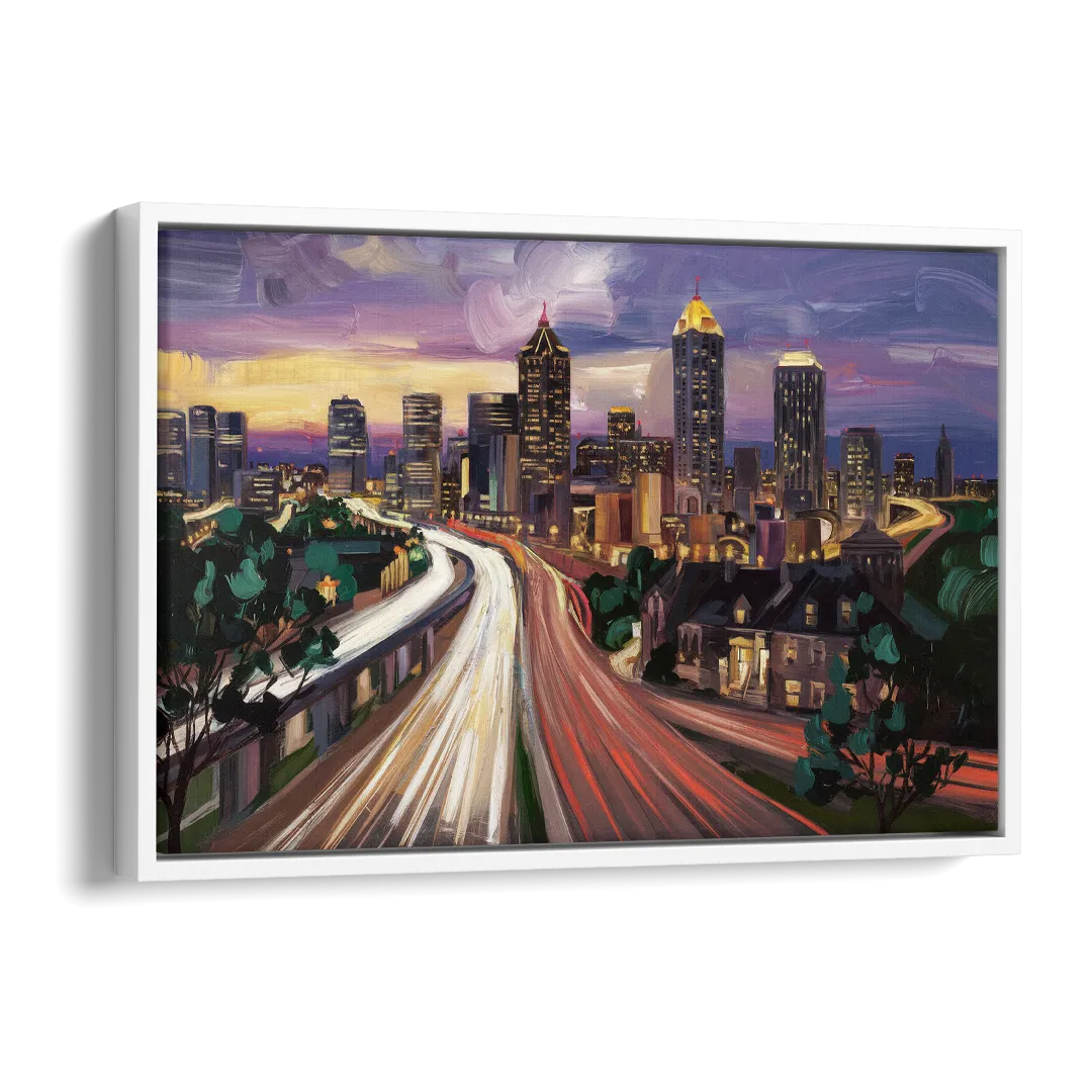 Atlanta Historic Neighborhoods Side - White Canvas Wall Art