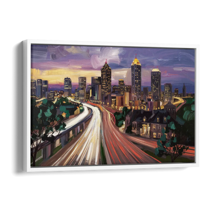 Atlanta Historic Neighborhoods Side - White Canvas Wall Art