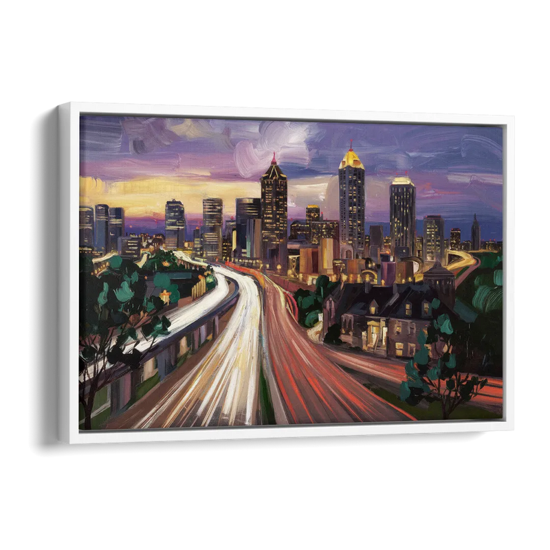 Atlanta Historic Neighborhoods Side - White Canvas Wall Art