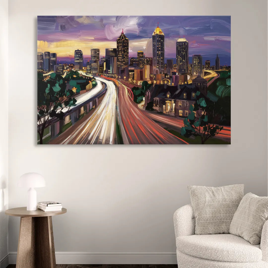 Atlanta Historic Neighborhoods Sitting Room - Canvas Wall Art