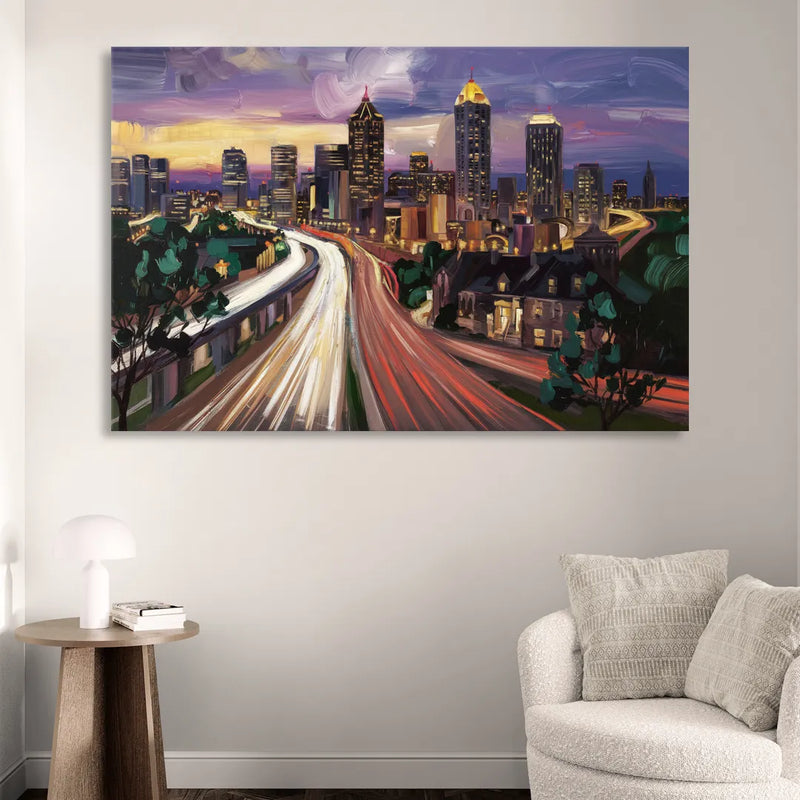 Atlanta Historic Neighborhoods Sitting Room - Canvas Wall Art