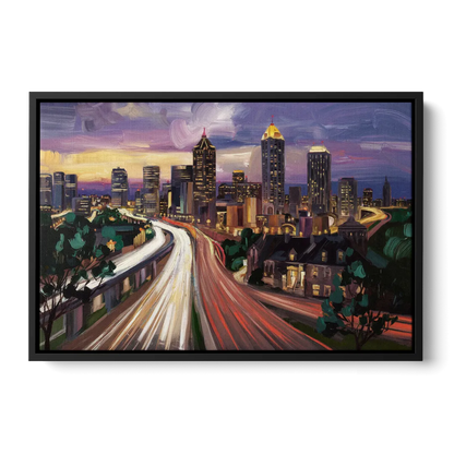 Atlanta Historic Neighborhoods Front - Black Canvas Wall Art
