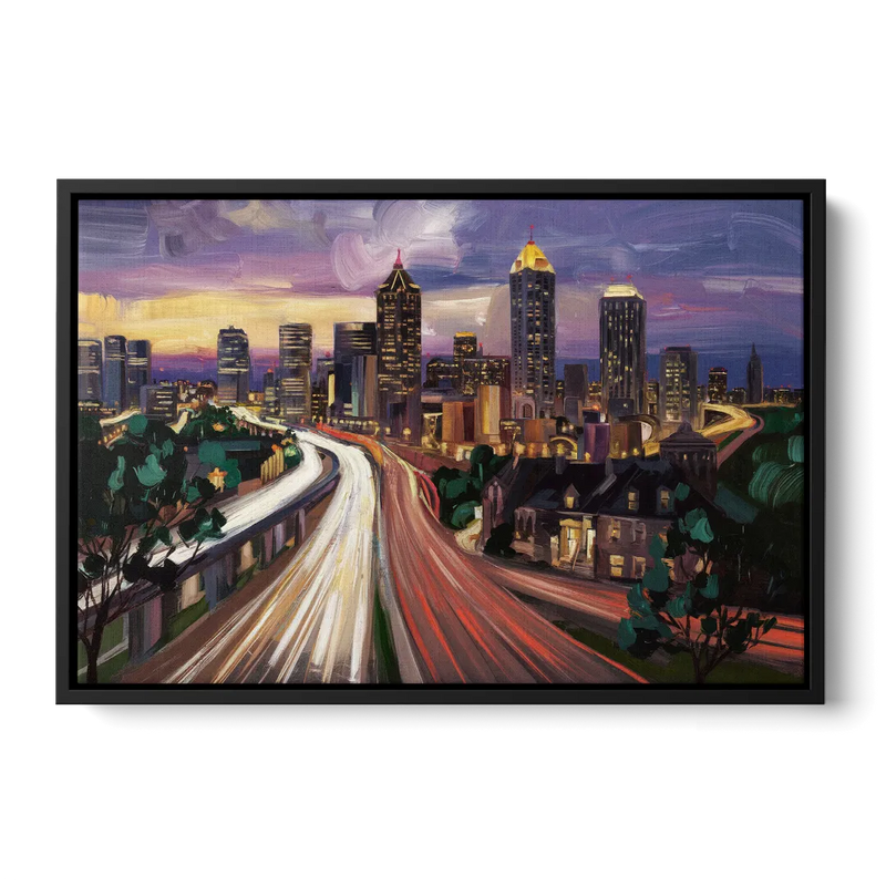 Atlanta Historic Neighborhoods Front - Black Canvas Wall Art