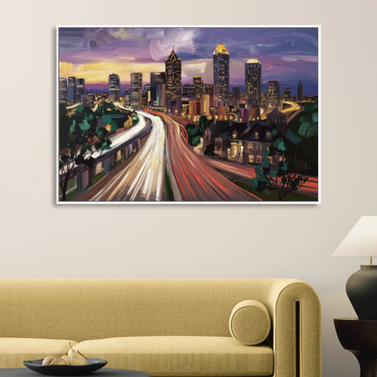 Atlanta Historic Neighborhoods Living Room - White Canvas Wall Art