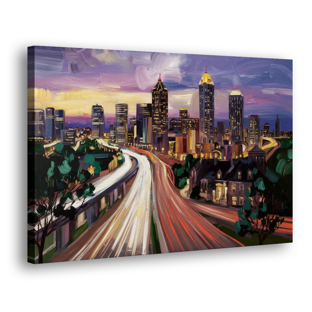 Atlanta Historic Neighborhoods Side - Canvas Wall Art