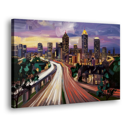 Atlanta Historic Neighborhoods Side - Canvas Wall Art