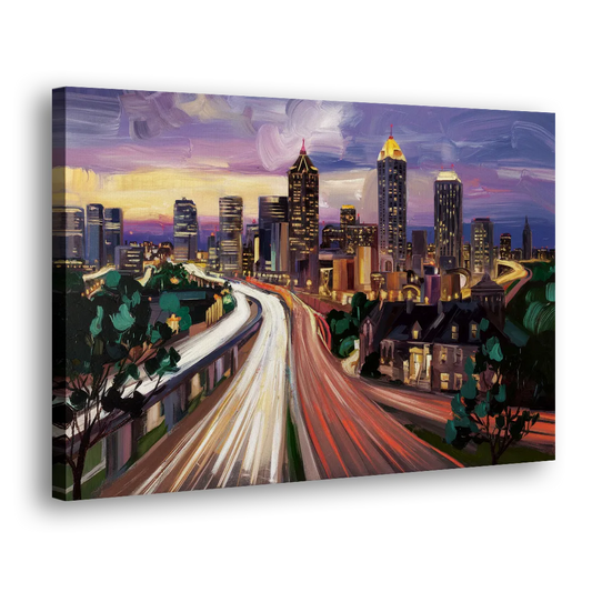 Atlanta Historic Neighborhoods Side - Canvas Wall Art