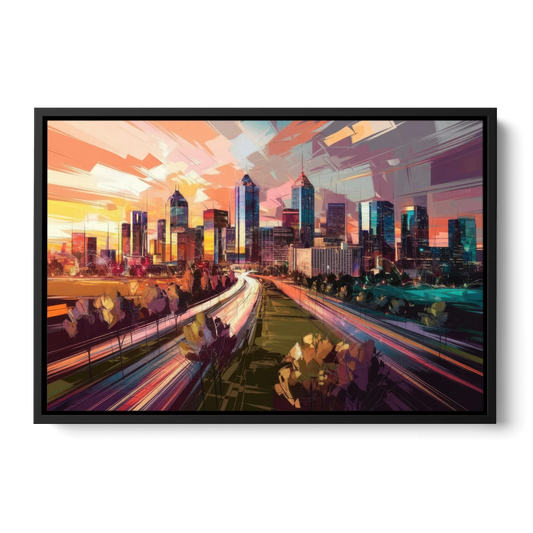 Atlanta Midtown Skyline - Black Framed Canvas Wall Art - Front