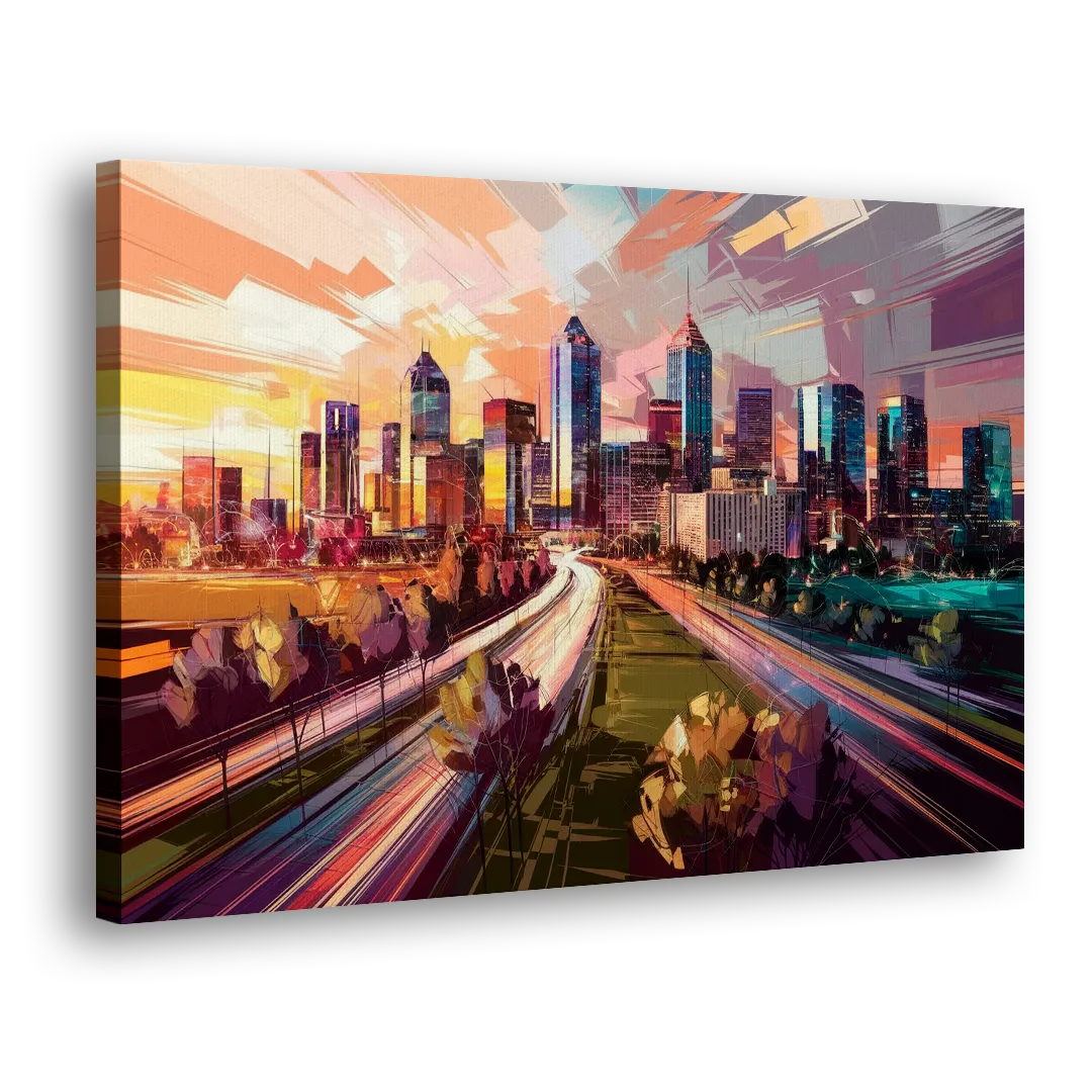 Atlanta Midtown Skyline Side - Canvas Wall Art